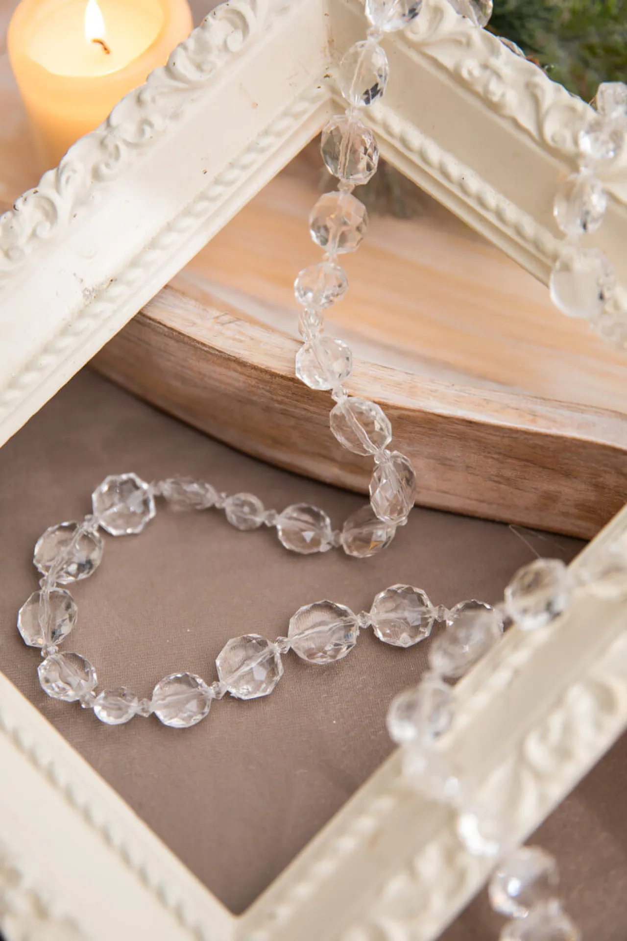 New 48” Acrylic Crystal Clear Bead Garland Christmas Accents