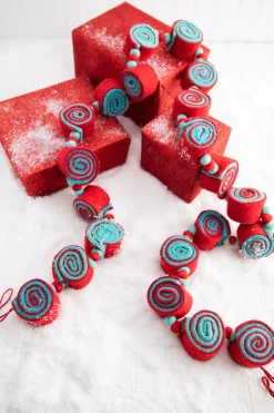 Best 61” Aqua/Red Felt Candy Garland Christmas Garlands