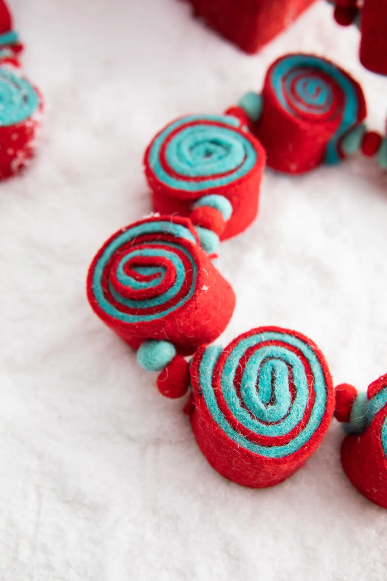 Best 61” Aqua/Red Felt Candy Garland Christmas Garlands