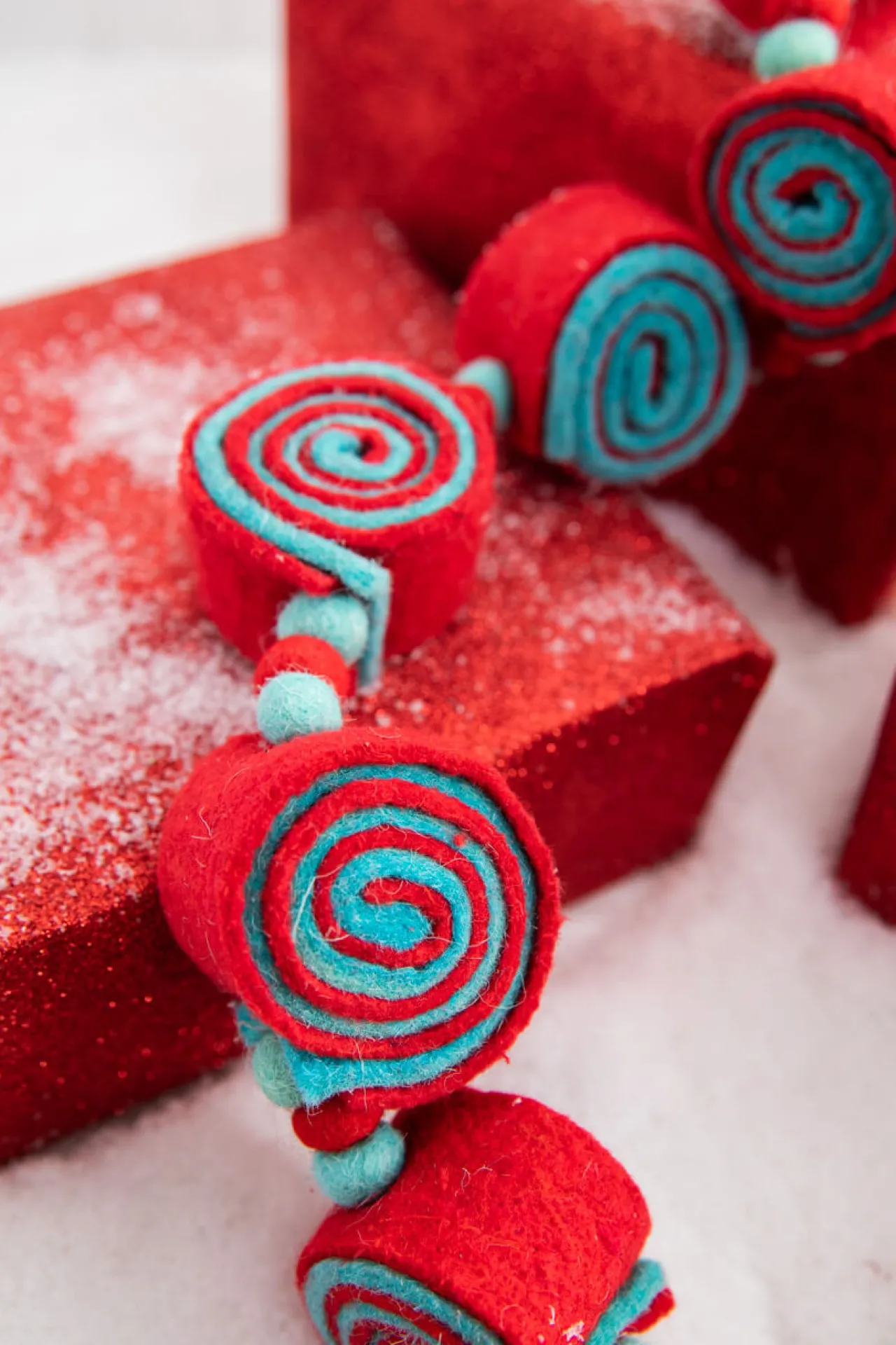 Best 61” Aqua/Red Felt Candy Garland Christmas Garlands