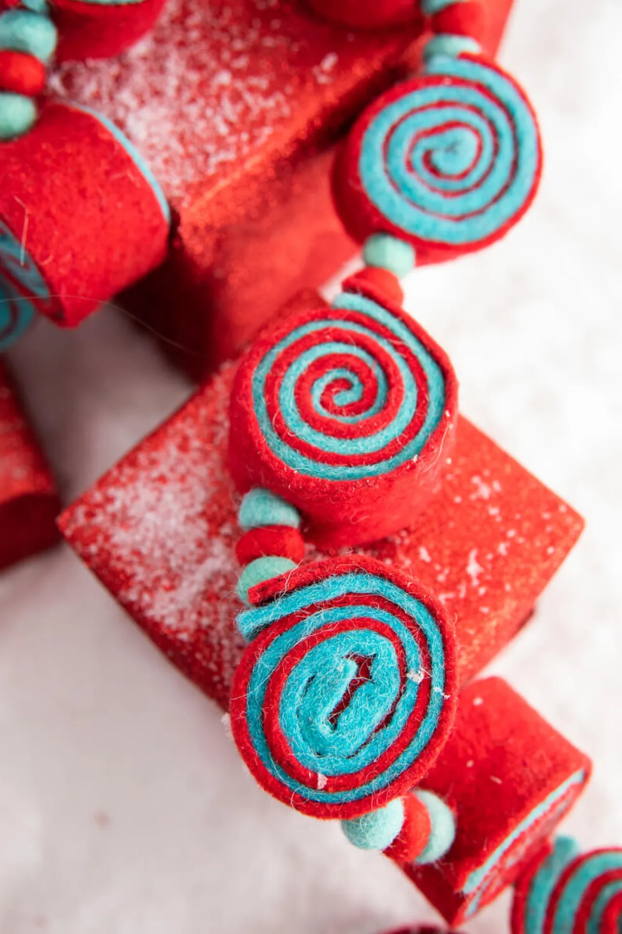 Best 61” Aqua/Red Felt Candy Garland Christmas Garlands