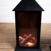 Sale 13.4” Battery Operated Fire Log Lantern With Timer Christmas Accents