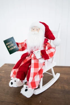 Cheap 16” Bedtime Sitting Santa In Pajamas Christmas Accents