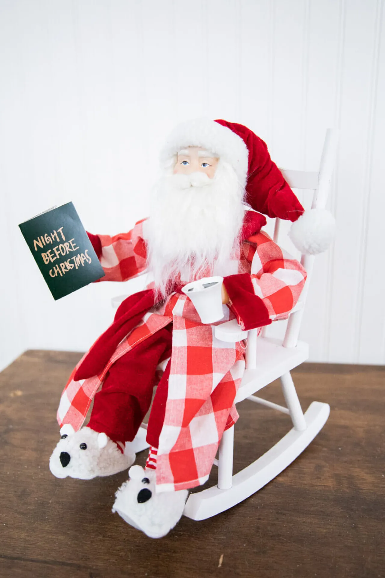 Cheap 16” Bedtime Sitting Santa In Pajamas Christmas Accents