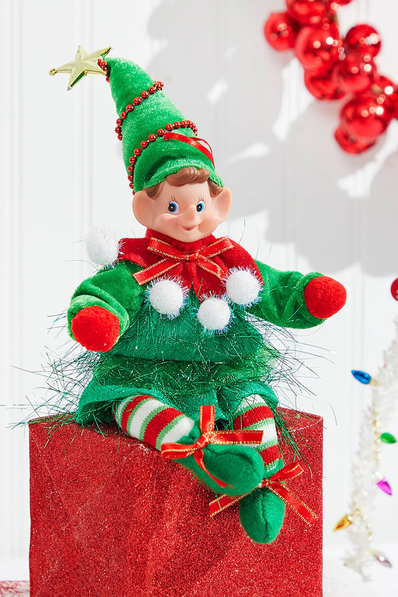 Best 11" Bendable Elf With PomPom Ornament Christmas Accents