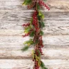 Discount 48” Berry Hard Needle Pine Leaf Garland Christmas Garlands