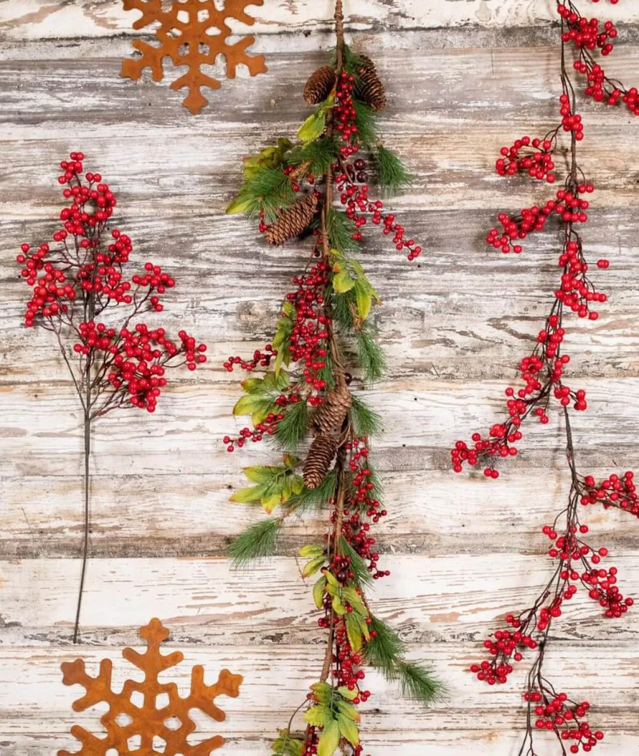 Discount 48” Berry Hard Needle Pine Leaf Garland Christmas Garlands