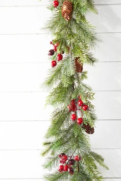 Outlet 5' Berry Pine With Cones Garland Christmas Garlands
