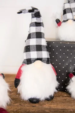 Best Sale 9” Buffalo Check Gnome Christmas Accents