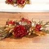 Sale 24" Burgundy/Gold Three Peony Laurel Christmas Accents