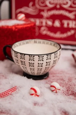 Hot 3” Ceramic Norden Pattern Cappuccino Mug Christmas Accents