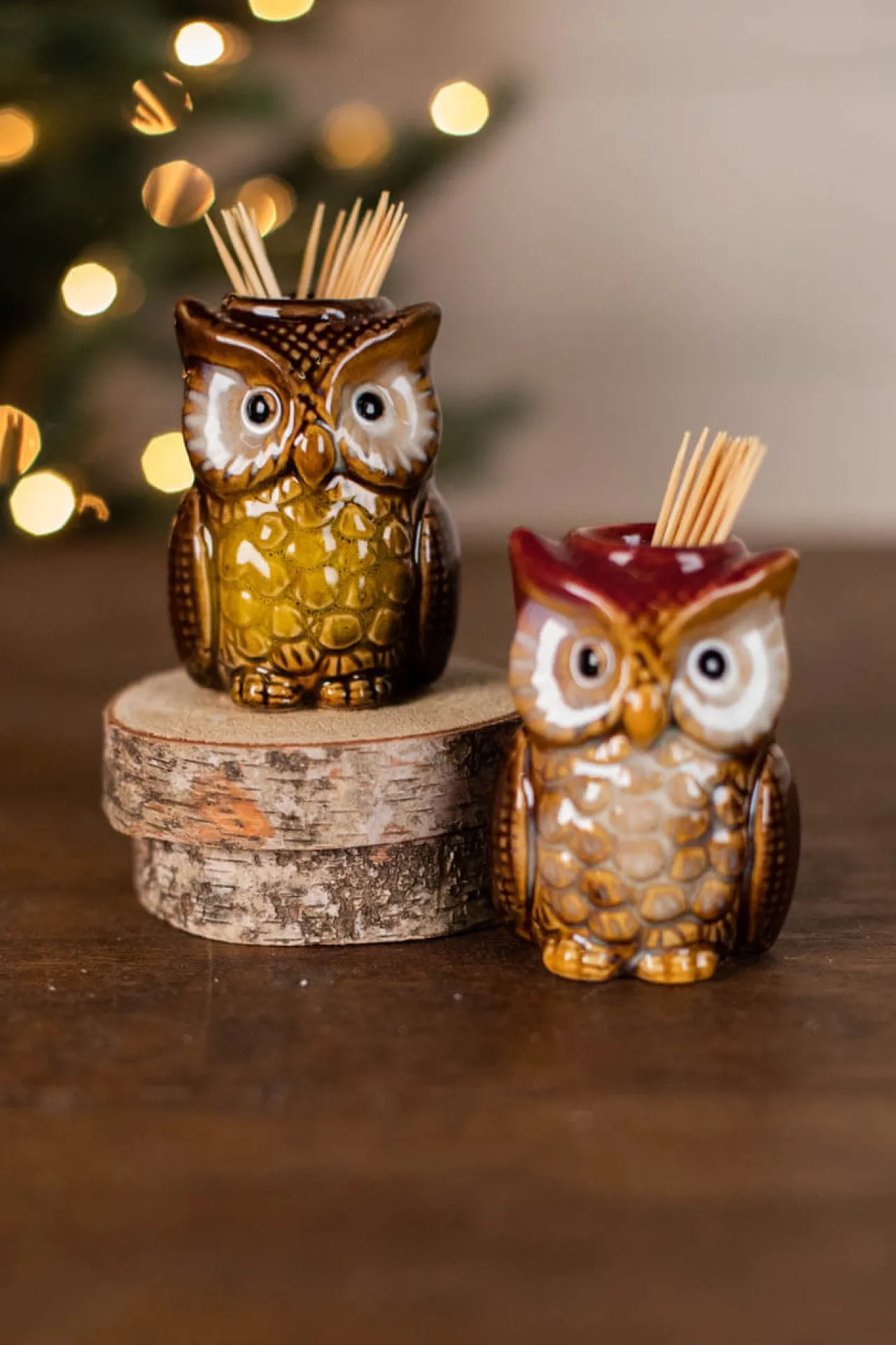 Outlet 3” Ceramic Owl Tooth Pick Holder Christmas Accents
