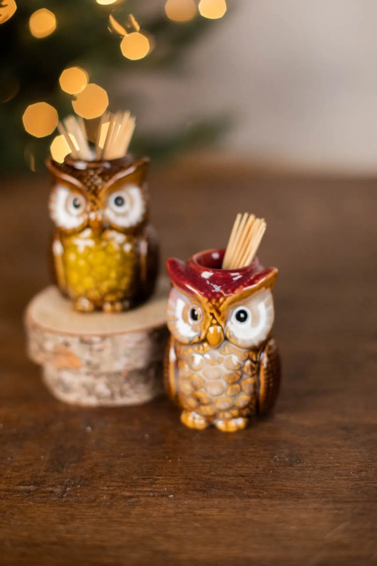 Outlet 3” Ceramic Owl Tooth Pick Holder Christmas Accents