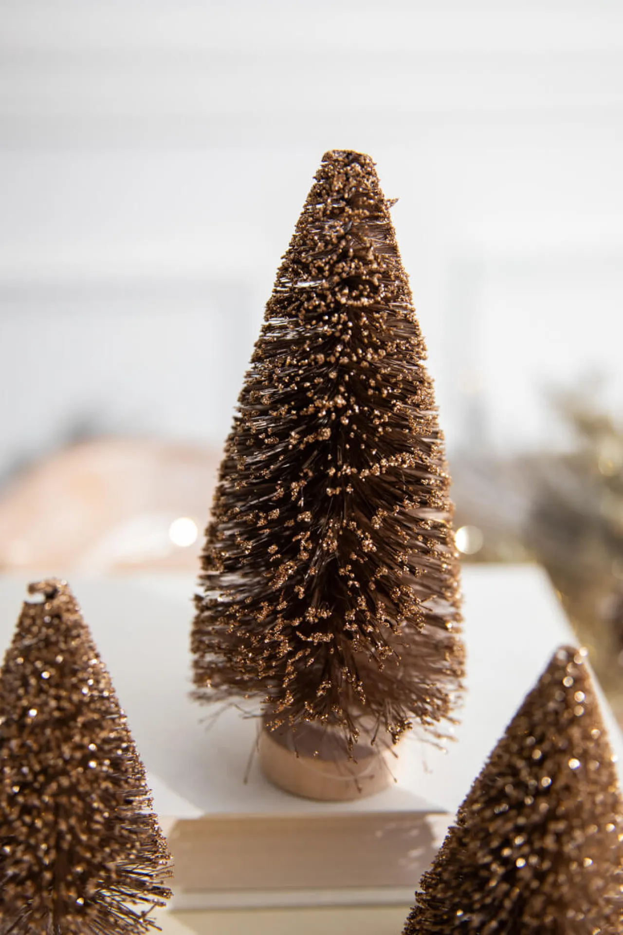Best Sale 6” Champagne Bottle Brush Tree Christmas Accents
