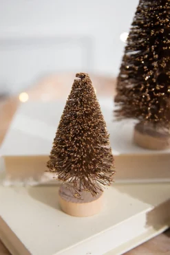 Sale 4” Champagne Bottle Brush Tree Christmas Accents