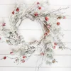 Fashion 24” Christmas Flocked Pine Wreath With Jingle Bells Christmas Wreaths