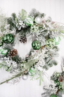 Cheap 24” Christmas Pine/Ball Wreath Christmas Wreaths