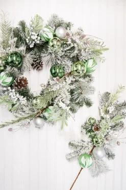 Cheap 24” Christmas Pine/Ball Wreath Christmas Wreaths