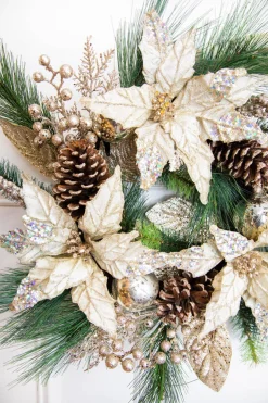 Shop 18” Christmas Poinsettia & Pine Wreath Christmas Wreaths