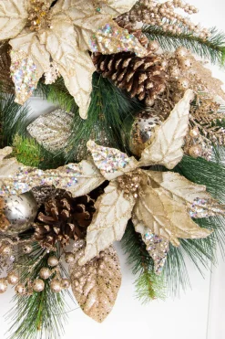 Shop 18” Christmas Poinsettia & Pine Wreath Christmas Wreaths