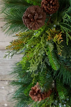 Outlet 32" Deep Woods Mix Greens With Pinecones Teardrop Christmas Teardrops|Natural Greenery