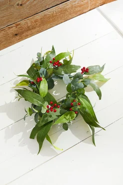 Cheap 6.5" Eucalyptus & Berry Ring Christmas Accents