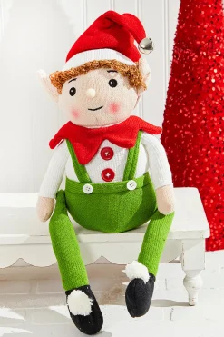 Best Sale 20" Fabric Alpine Sitting Santa Elf Christmas Accents