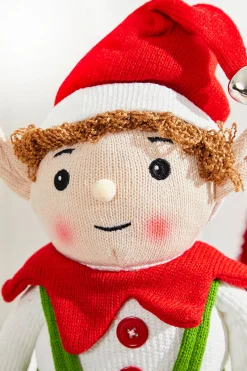 Best Sale 20" Fabric Alpine Sitting Santa Elf Christmas Accents