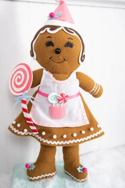 Hot 20” Fabric Pastel Gingerbread Man/Lady Christmas Accents