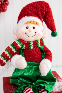 Sale 32” Fabric Sitting Christmas Candy Elf Christmas Accents