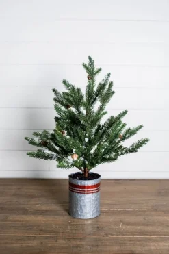 Shop 24” Farmhouse Potted Snowy Pine Tree Christmas Accents