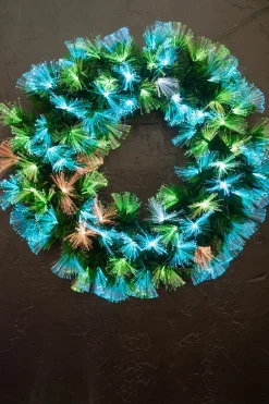 Cheap 24" Fiber Optic Wreath - Multicolor Christmas Wreaths