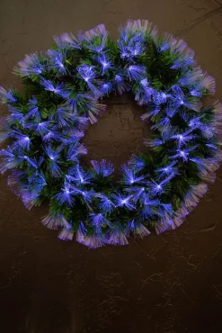 Cheap 24" Fiber Optic Wreath - Multicolor Christmas Wreaths