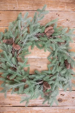 Online 24” Fir Pine Wreath With Cones Christmas Wreaths|Natural Greenery