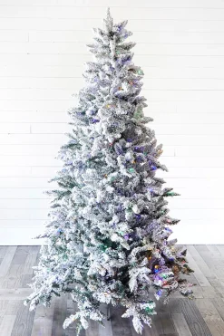 Best Sale 7.5' Flocked Aleutian Artificial Christmas Tree With 550 Color-Changing Lights Christmas Trees|Christmas Trees
