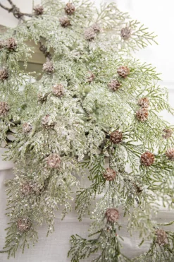 Hot 24” Frosted Cedar Swag Christmas Teardrops