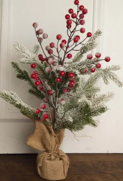 Cheap 19” Frosted Tree With Berries Christmas Accents