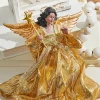 Best Sale 9" Gold Fabric Flying Black Angel Ornament Christmas Accents