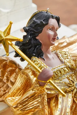 Best Sale 9" Gold Fabric Flying Black Angel Ornament Christmas Accents