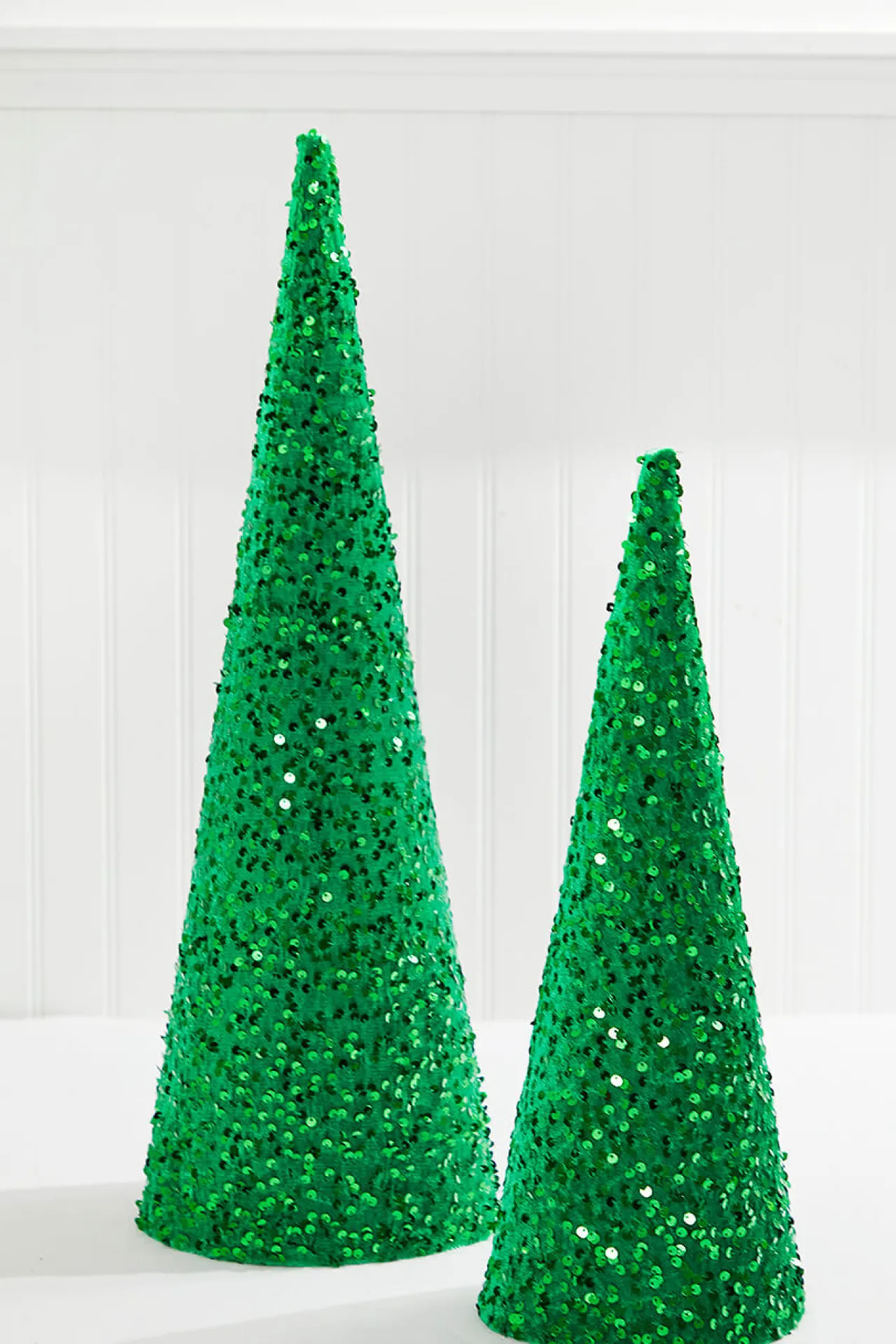 Fashion 18"-24" Green Sequin Cone Tree - Set Of 2 Christmas Accents