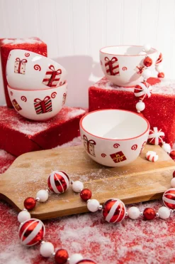 New 3.5” Happy Santa Holiday Ceramic Bowls - Set Of 4 Christmas Accents