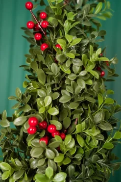 Discount 20” Holiday Potted Boxwood Tree W/ Berry Christmas Accents