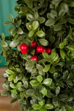 Discount 20” Holiday Potted Boxwood Tree W/ Berry Christmas Accents