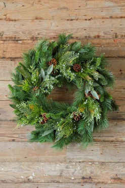Fashion 30" Juniper/Cedar Mix Pine/Bayleaf And Pinecone Wreath Christmas Wreaths|Natural Greenery