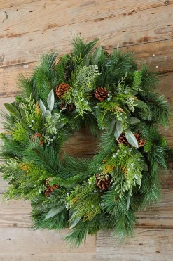 Fashion 30" Juniper/Cedar Mix Pine/Bayleaf And Pinecone Wreath Christmas Wreaths|Natural Greenery