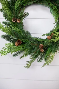 Shop 24” Just Cut Woodland Pines Real Touch Wreath Christmas Wreaths|Natural Greenery