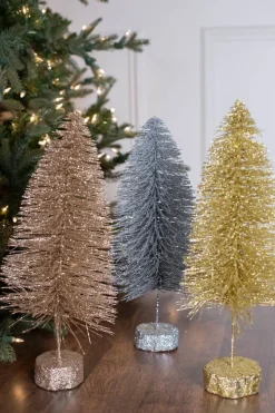 Outlet 15" Large Metallic Bottle Brush Tree Christmas Accents