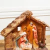 Cheap 16" LED Resin Nativity In Creche With Timer Christmas Accents