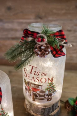 Flash Sale 9.8” Lighted Frosted Glass Jar Christmas Accents