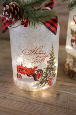Flash Sale 9.8” Lighted Frosted Glass Jar Christmas Accents